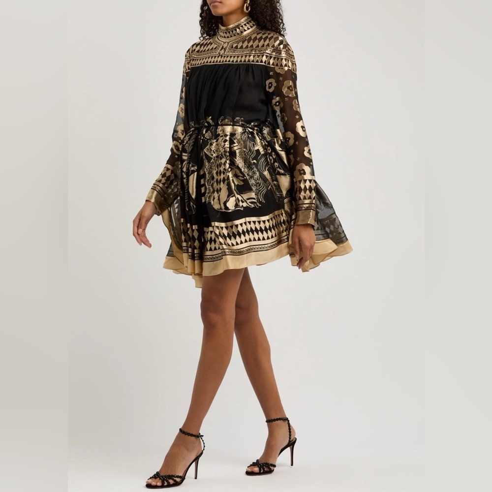 NEW Zimmermann Illustration Otto Dress In Viscose-Silk Size AU3 L - Picture 4 of 9
